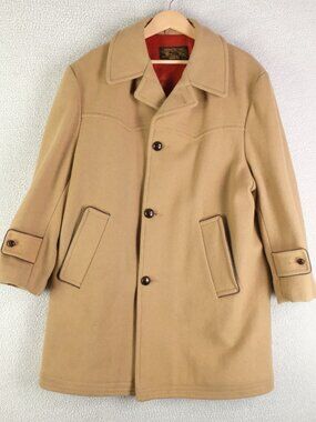Vintage Pea Coat Mens Medium Beige Button Up Heavyweight Wool Lined The Bay 80s